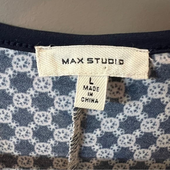 Max Studio size Large blue graphic swing dress - Picture 3 of 8